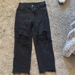 Women's Black Distressed Jeans